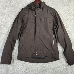 Nau Mens Hooded Full Zip Jacket Brown‎ Size Small Outdoor Technical Shell